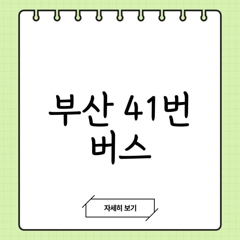 부산 41번 버스 상세 정보:  여행 계획 필수 정보