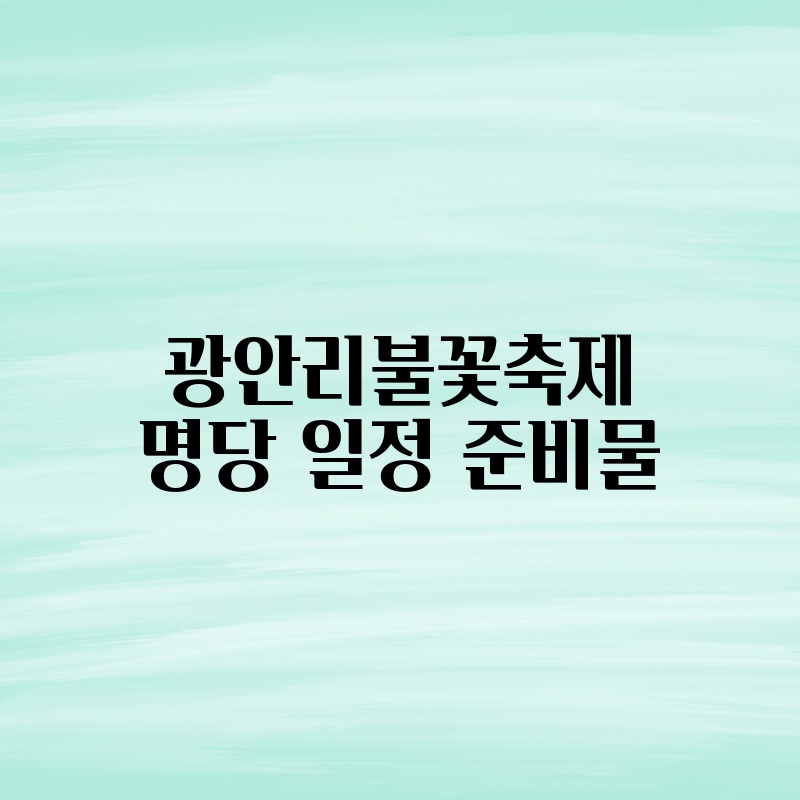 광안리불꽃축제 명당 일정 준비물