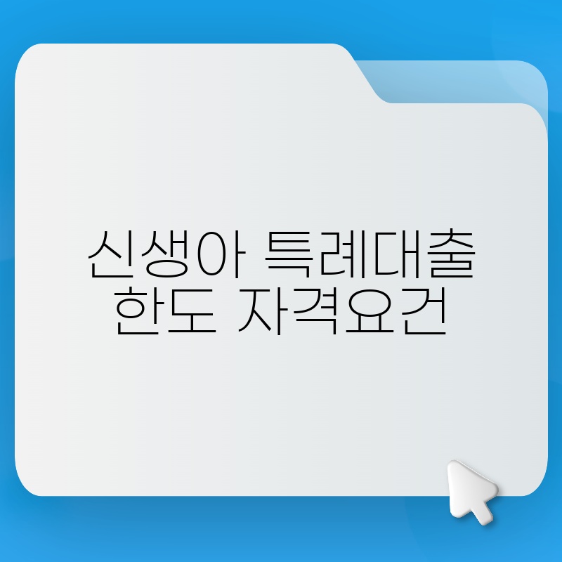 신생아 특례대출 한도 자격요건