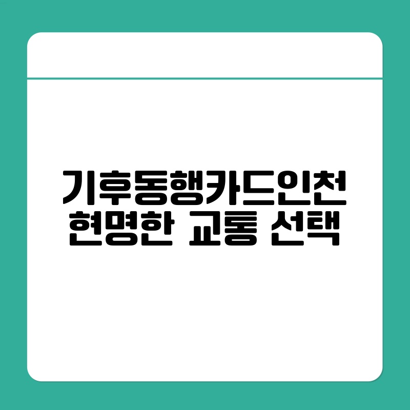 기후동행카드인천 현명한 교통 선택