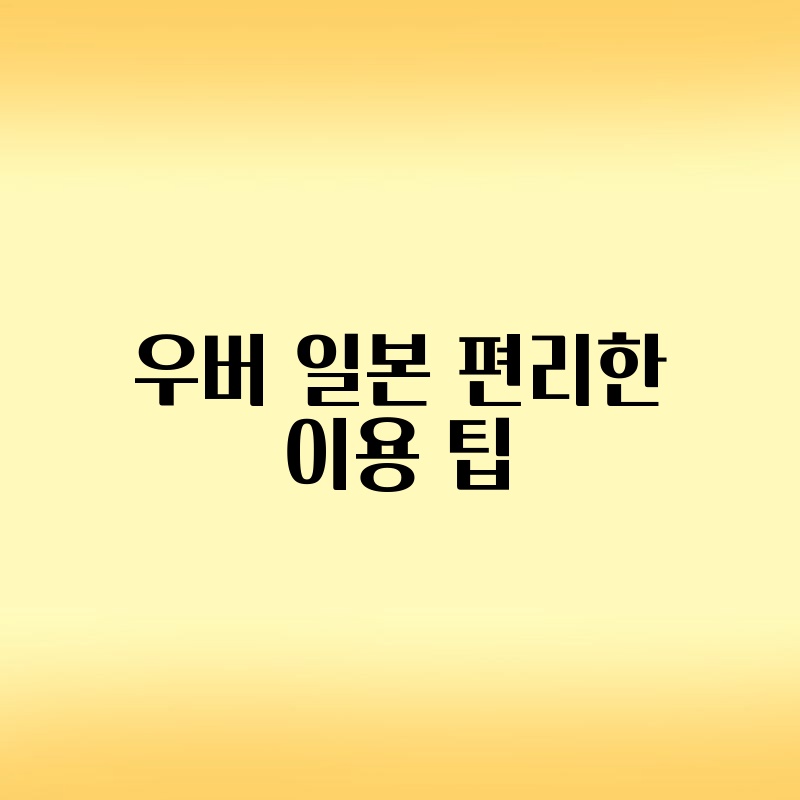 우버 일본 편리한 이용 팁