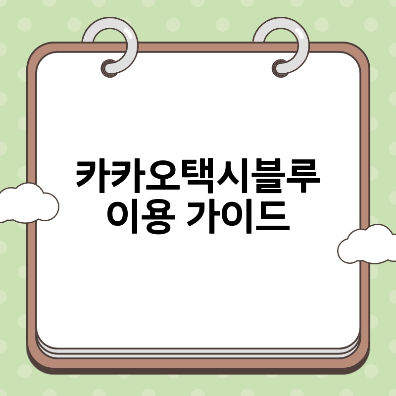 카카오택시블루 이용 가이드